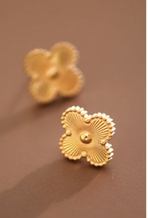18K Waterproof Stainless Steel Clover Studs