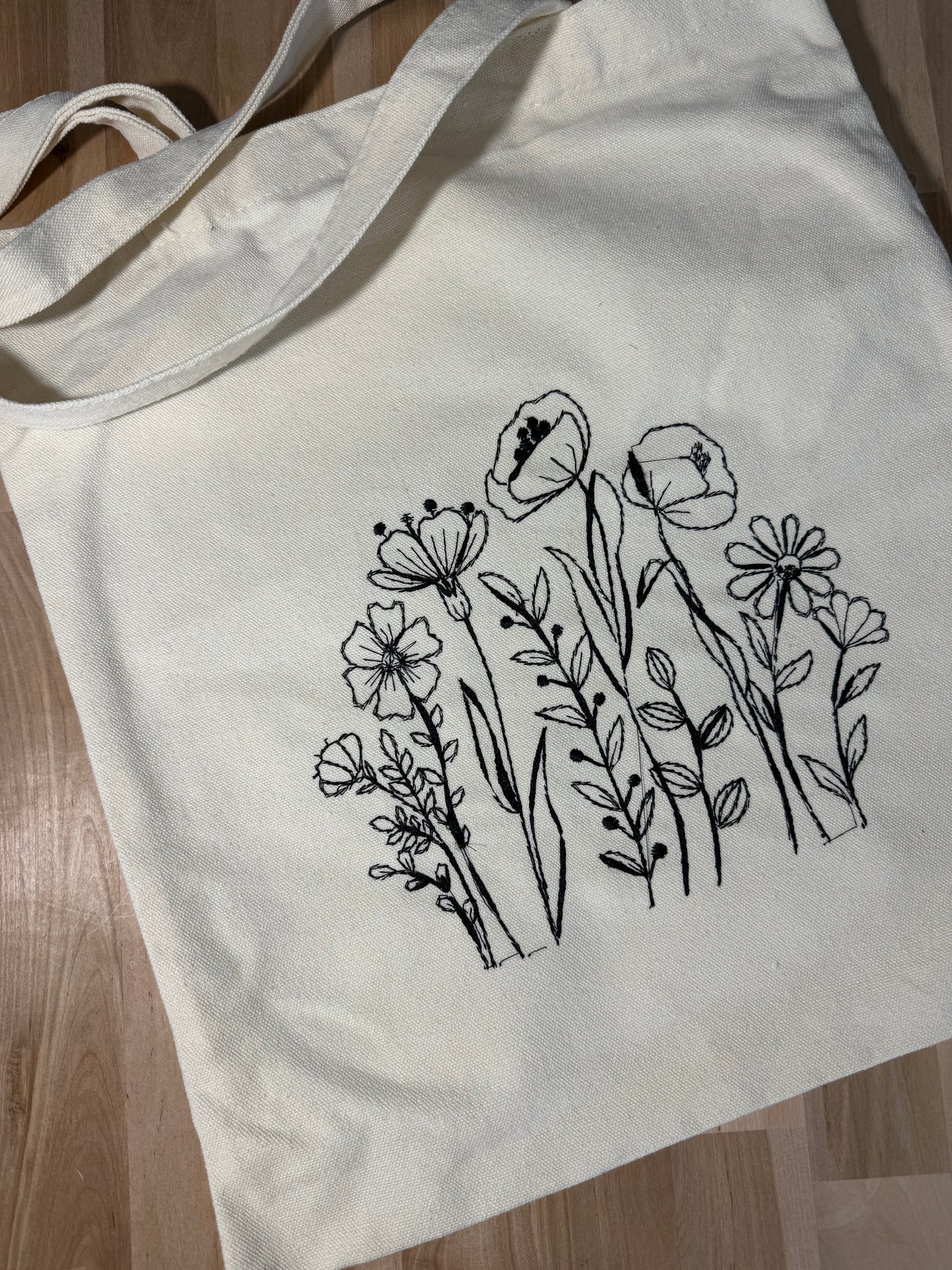 Whildflowers Embroided Tote Bag