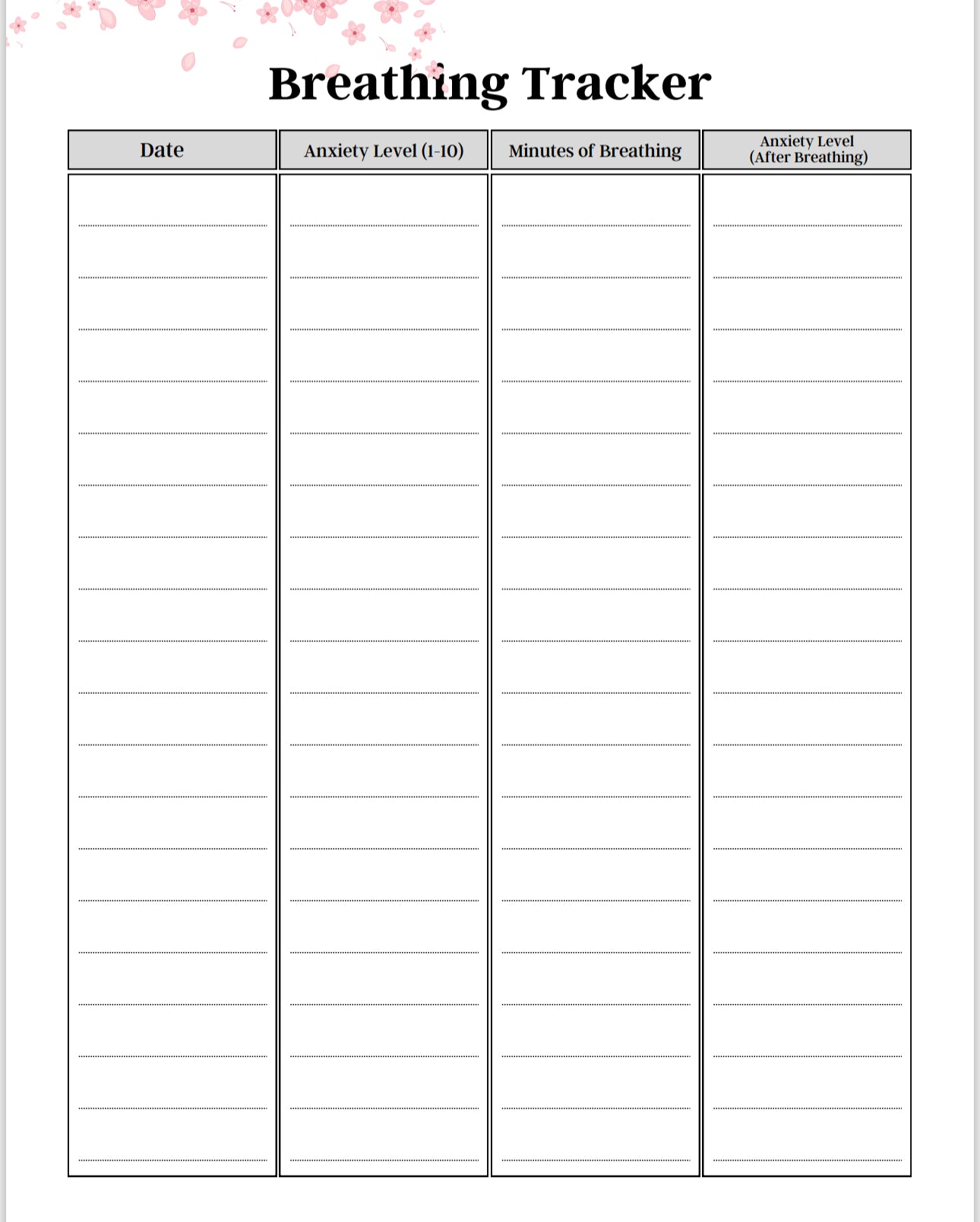 Anxiety Journal Template