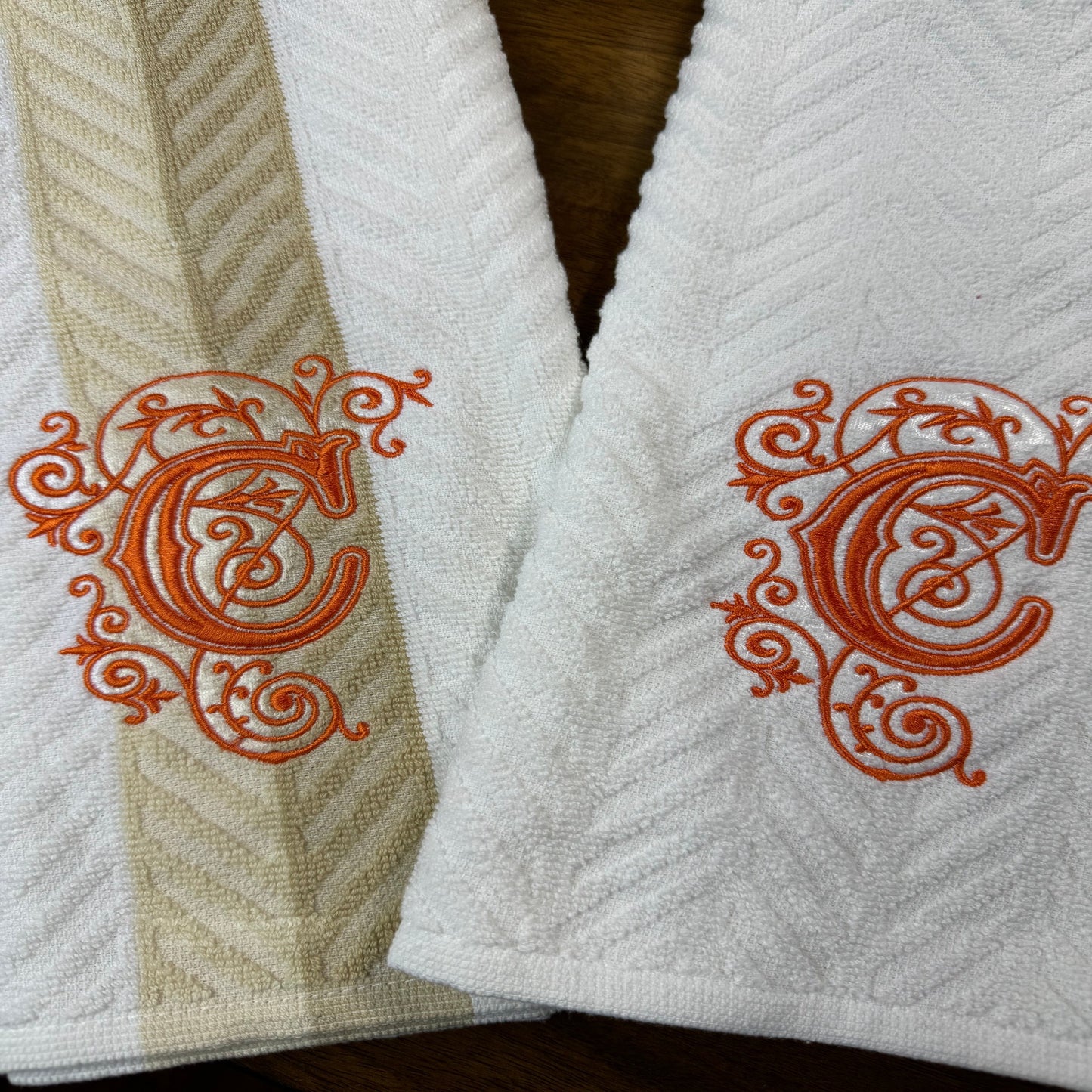 Embroidered Towel Set - Monogram Letters (P, C, R, D, S)