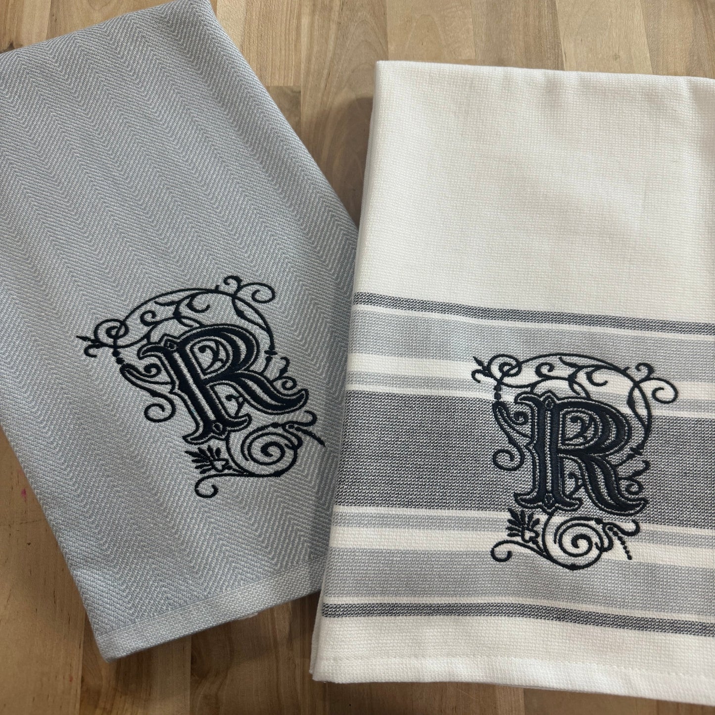 Embroidered Towel Set - Monogram Letters (P, C, R, D, S)