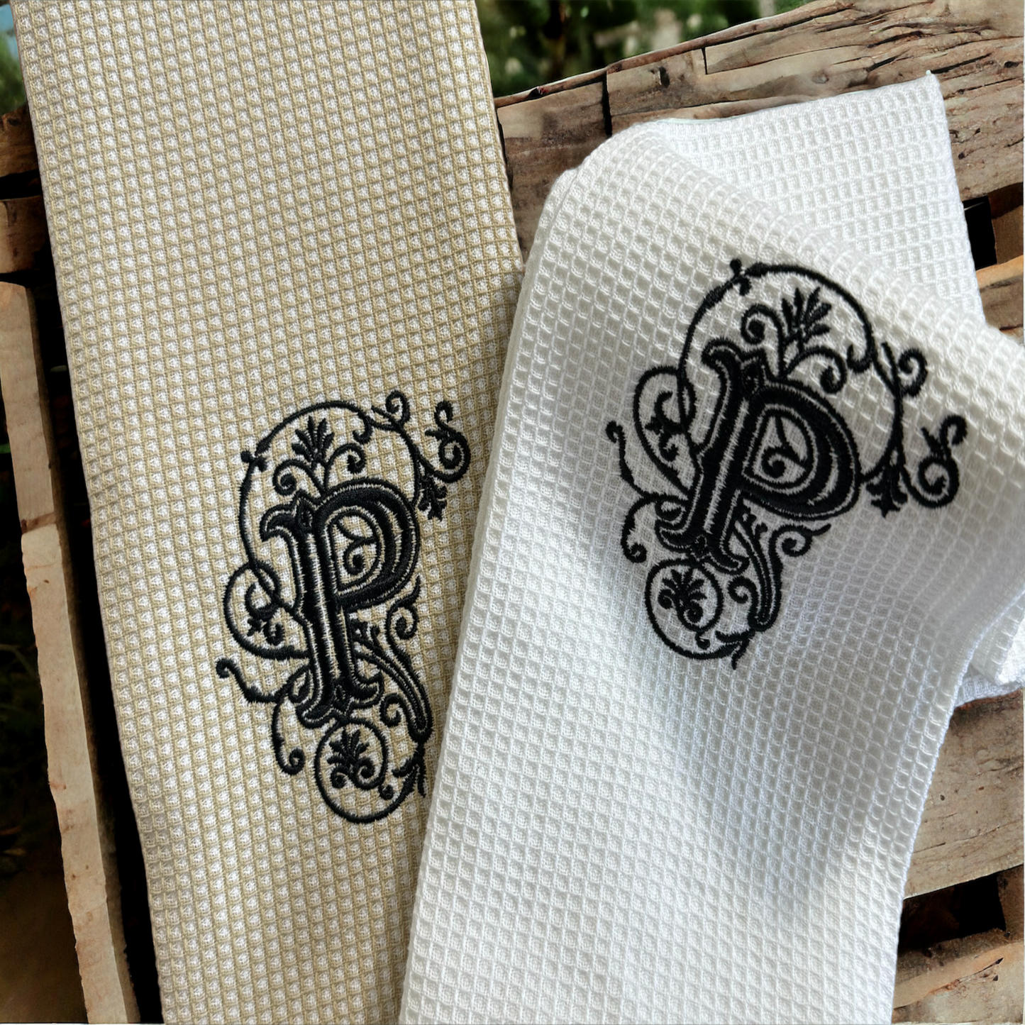 Embroidered Towel Set - Monogram Letters (P, C, R, D, S)