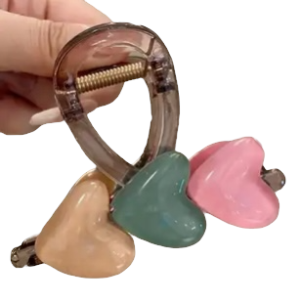 3 Heart Hair Claw Clip