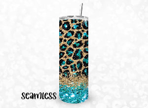 20oz Aqua Leopard Tumbler Look What I Did by IP
