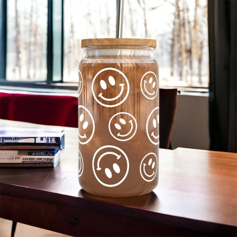 16oz White Happy Face Libbey Cup
