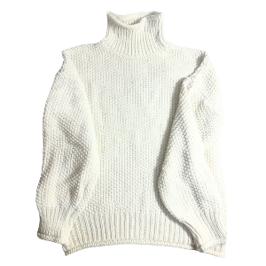 Off White Dropped Shoulder Rolled Hem Sweater