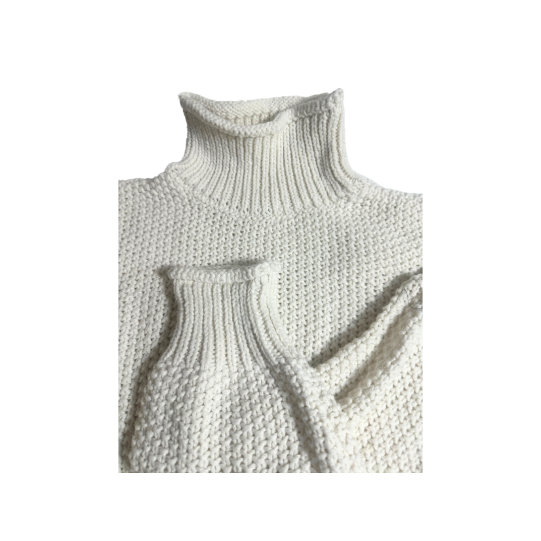 Off White Dropped Shoulder Rolled Hem Sweater