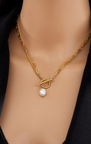 18K Non-Tarnish Stainless Layered Link Necklace