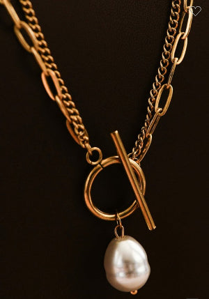 18K Non-Tarnish Stainless Layered Link Necklace