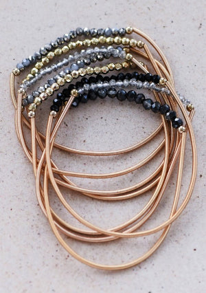 Stretchy Layered Guitar String Beaded Bracelet Set