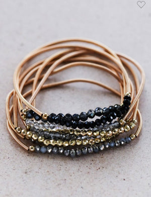 Stretchy Layered Guitar String Beaded Bracelet Set