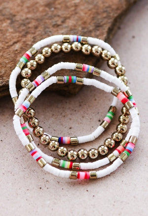 Multicolor Flat Disc Bead Bracelet Set