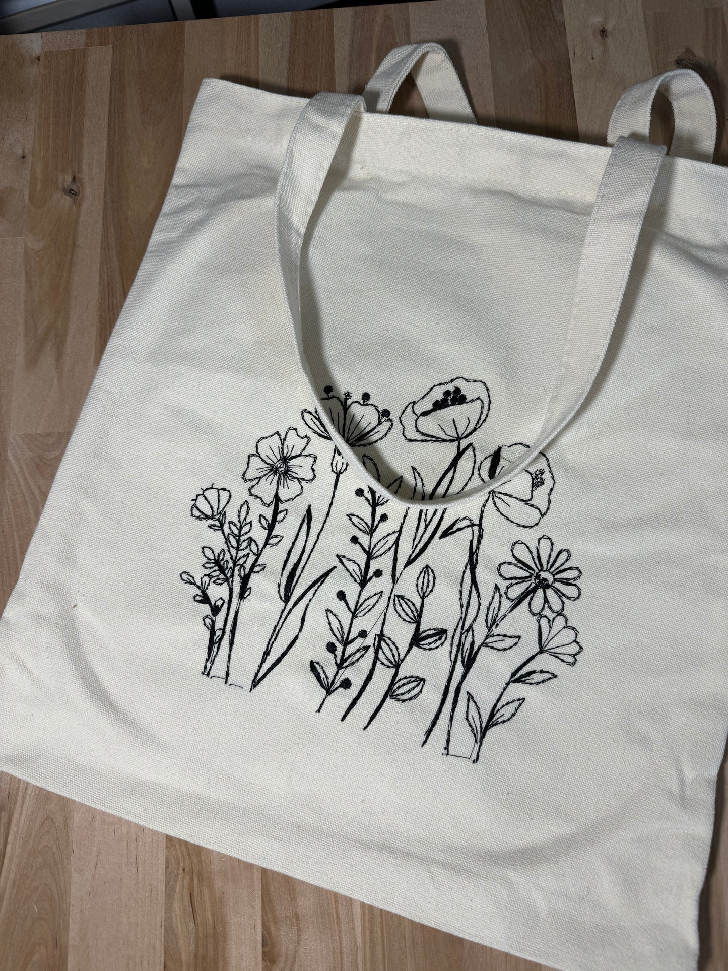 Whildflowers Embroided Tote Bag