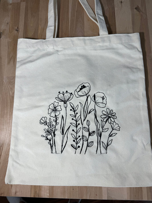 Whildflowers Embroided Tote Bag