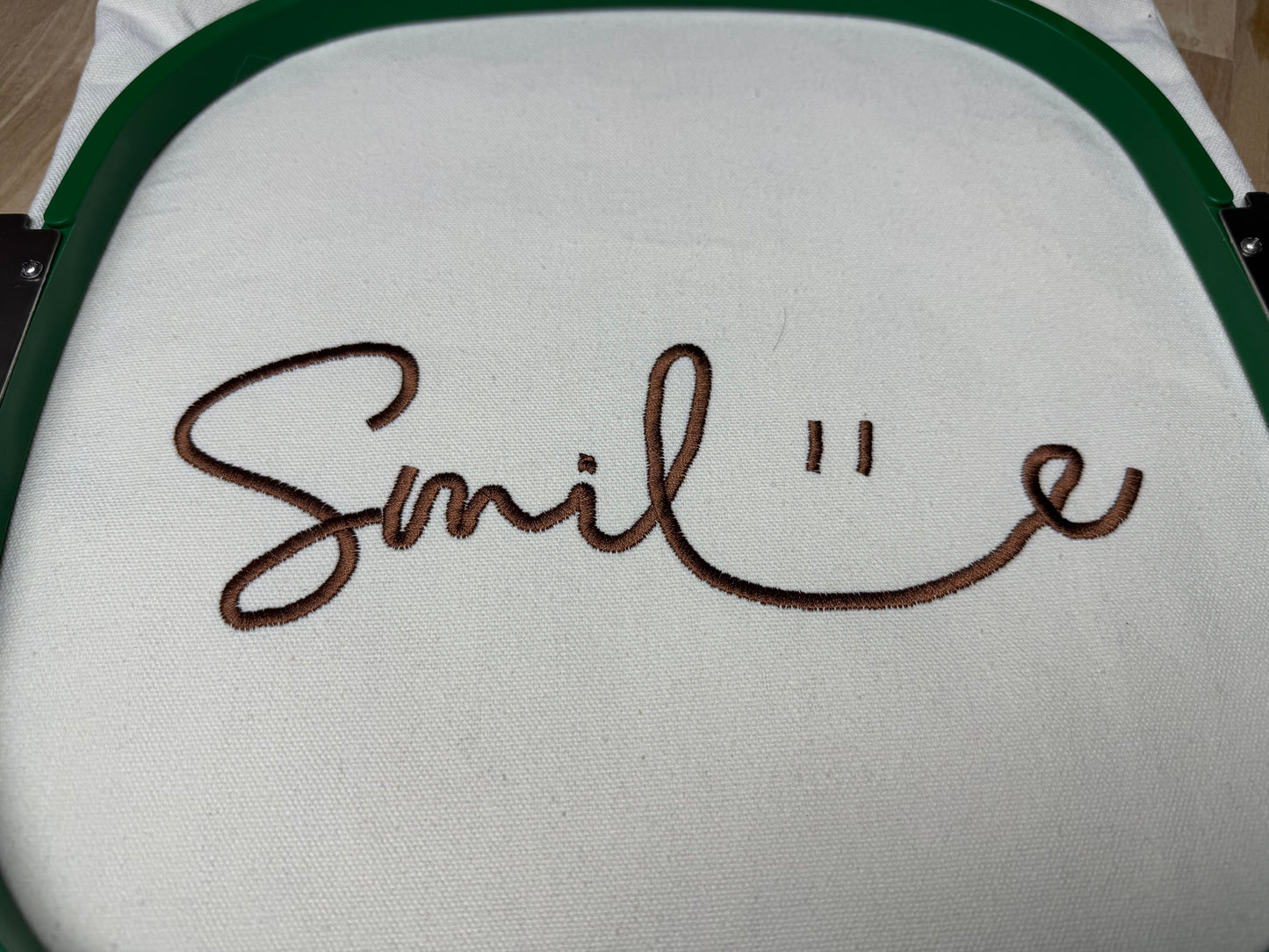 Smile Embroidered Tote Bag