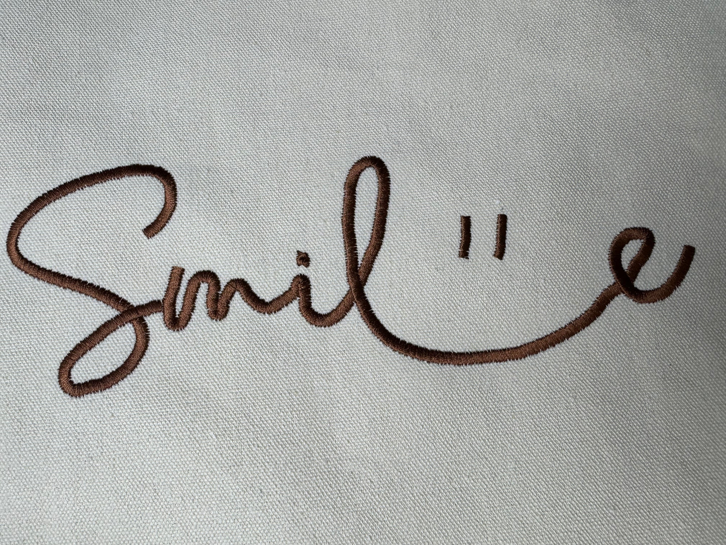 Smile Embroidered Tote Bag