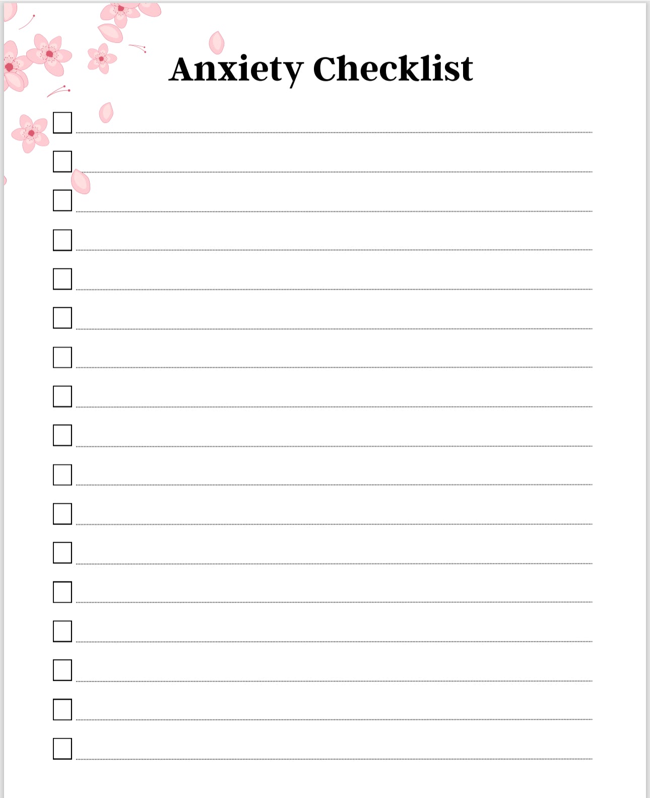 Anxiety Journal Template