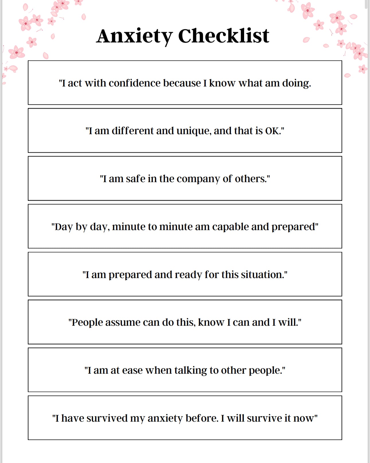 Anxiety Journal Template