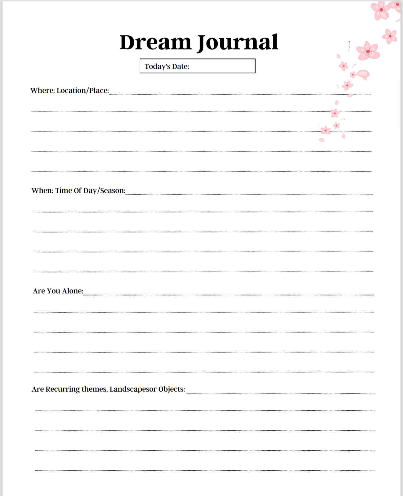 Anxiety Journal Template