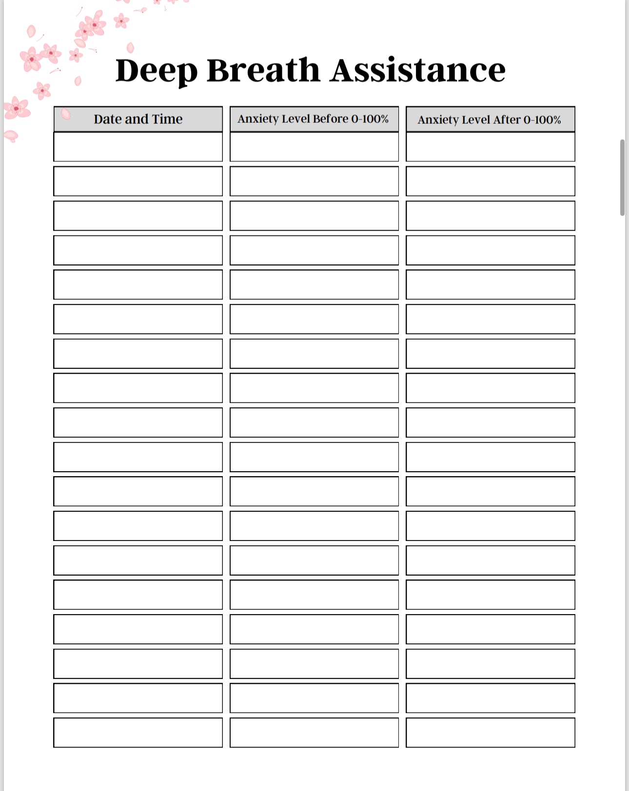 Anxiety Journal Template
