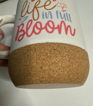 Live Life in full Bloom 15 oz Ceramic Coffee Mug with Removable Coaster and Sliding Lid