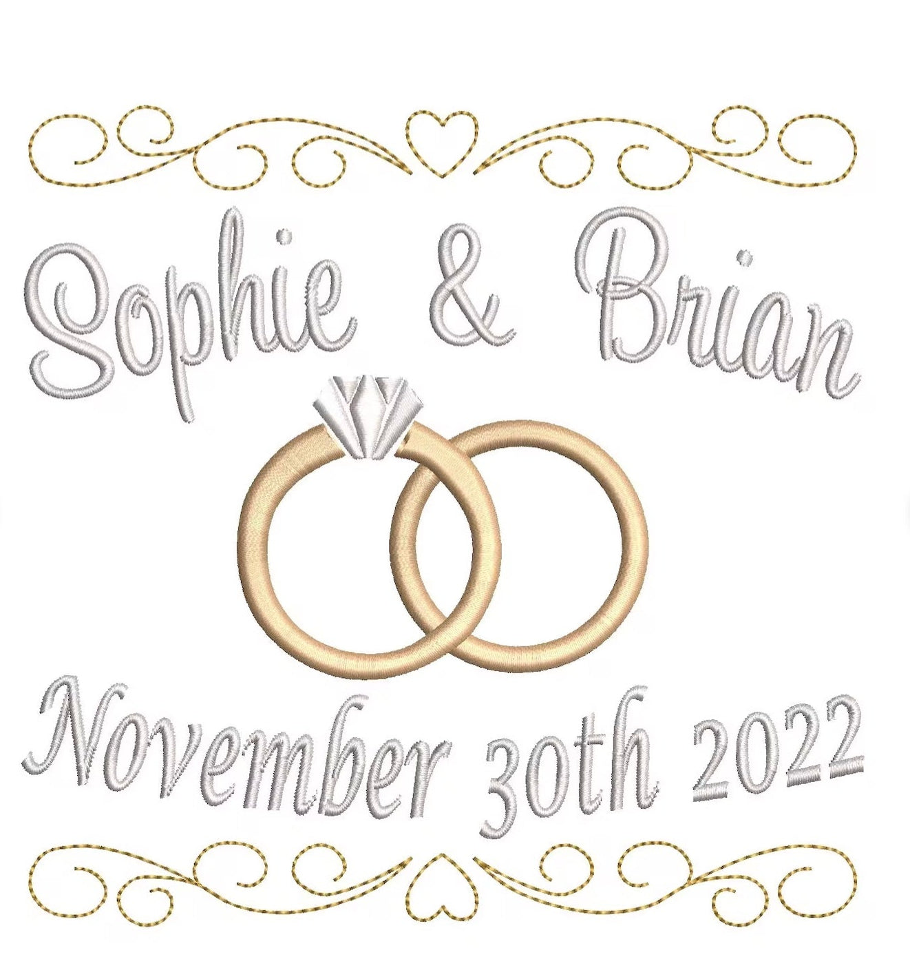 Wedding Rings Embroidered Design