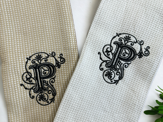Embroidered Towel Set - Monogram Letter P