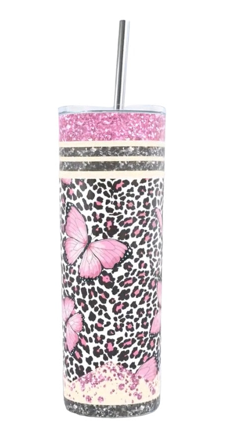20oz Pink Butterfly Tumbler Look What I Did by IP